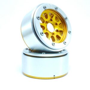 RC Crawler wheels Beadlock Wheels GEAR Gold/Silver 1.9 (2) w/o Hub