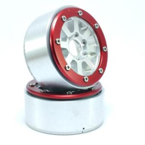 RC Crawler wheels Beadlock Wheels HAMMER Silver/Red 1.9 (2) w/o Hub