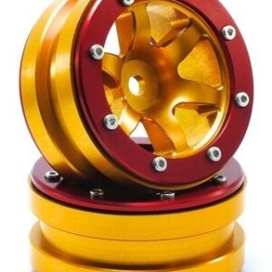 RC Crawler wheels Beadlock Wheels PT- Wave Gold/Red 1.9 (2 pcs)