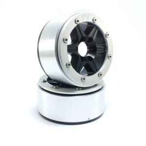 RC Crawler wheels Beadlock Wheels SIXSTAR Black/Silver 1.9 (2) w/o Hub